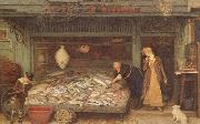 Frederick Walker,ARA,RWS A Fishmonger's shop (mk46) oil on canvas